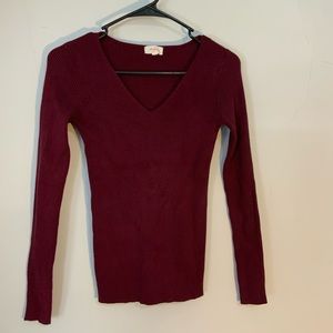 burgundy ribbed, thick long sleeve
